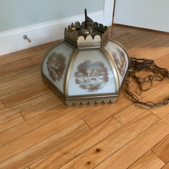 Vintage Currier and Ives pendant light